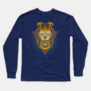 Lion head with crown illustration graphic Long Sleeve T-Shirt